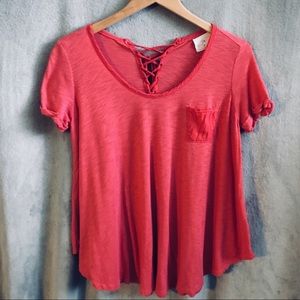 Anthropologie T.La Lace-Up Swing Tee